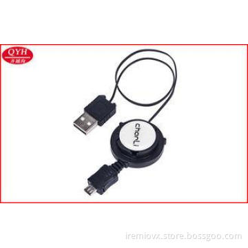 OEM Logo flat Retractable Micro USB Cable / USB 2.0 retract